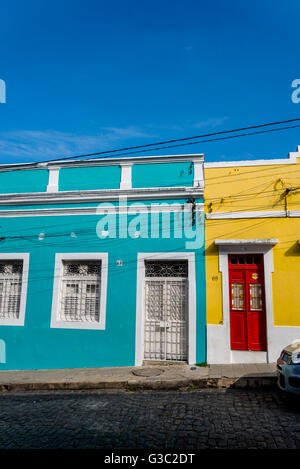 Bunt bemalte Häuser, Olinda, Pernambuco, Brasilien Stockfoto