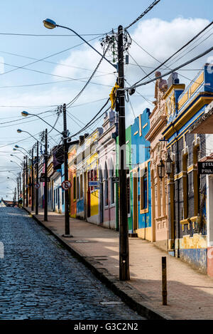 Bunt bemalte Häuser, Olinda, Pernambuco, Brasilien Stockfoto