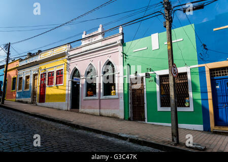 Bunt bemalte Häuser, Olinda, Pernambuco, Brasilien Stockfoto