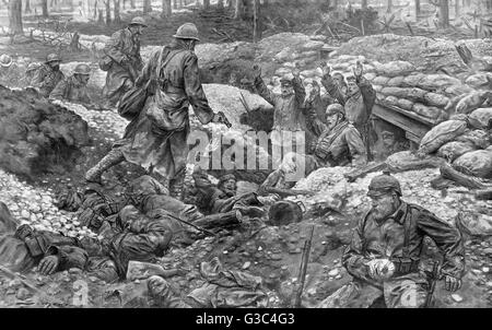 Französische Soldaten nahmen deutsche Gefangene, 1915 Stockfoto