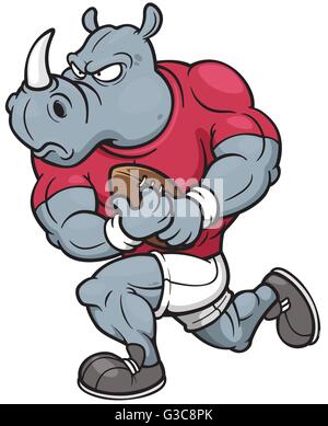 Vektor-Illustration Karikatur Rugbyspieler Stock Vektor