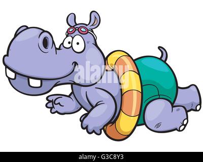 Vektor-Illustration von Hippo schwimmen Stock Vektor