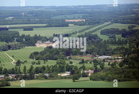 Luftaufnahme von Blenheim Palace in Oxfordshire, Vereinigtes Königreich Stockfoto