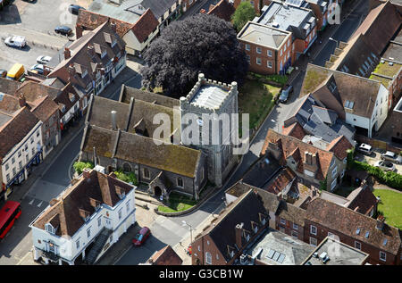 Luftaufnahme von St Mary le Moor Church in der Markt Platz, Wallingford, Oxfordshire, Vereinigtes Königreich Stockfoto