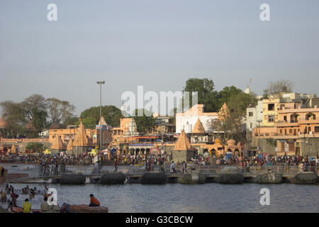 Tempel von shipra Ghat, shipra Fluss, Ujjain, Madhya Pradesh, Indien Stockfoto