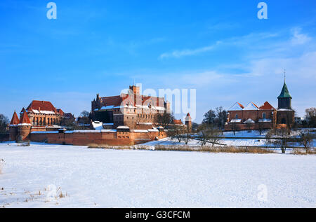 Teutonischen Schloss in Malbork Winter. UNESCO-Welterbe UNESCO. Stockfoto