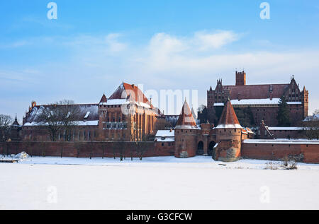 Teutonischen Schloss in Malbork Winter. UNESCO-Welterbe UNESCO. Stockfoto