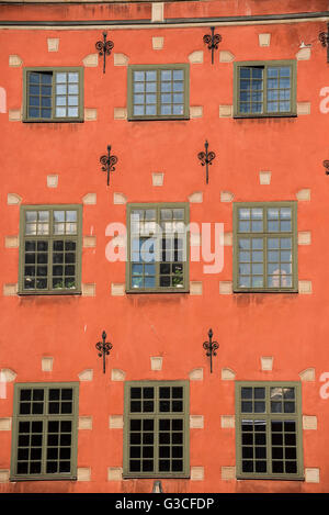 Bunte Gebäude in Stockholms Altstadt Gamla Stan. Stockfoto