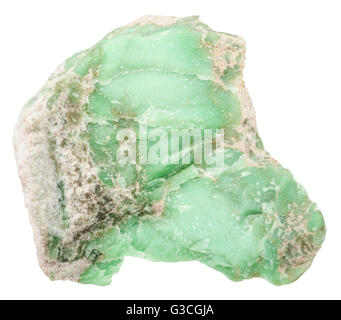 Makroaufnahmen von Naturstein - roh Variscite mineralischer Edelstein isoliert auf weißem Hintergrund Stockfoto