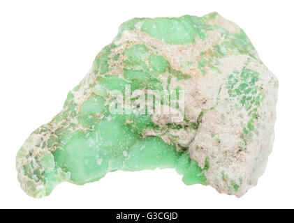 Makroaufnahmen von Naturstein - roh Variscite mineralischer Edelstein isoliert auf weißem Hintergrund Stockfoto
