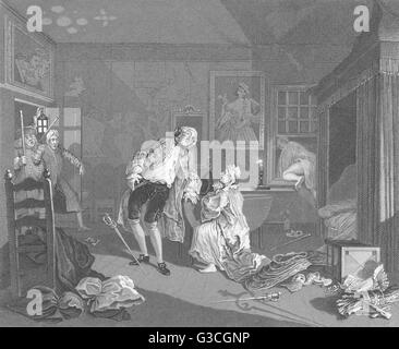 Ehe A-LA-MODE: Tod von EARL: Hogarth, antique print 1835 Stockfoto