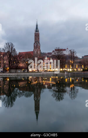 Landshut am Abend, Deutschland, Bayern, Niederbayern, Dom, St. Martin, Kirche Stockfoto