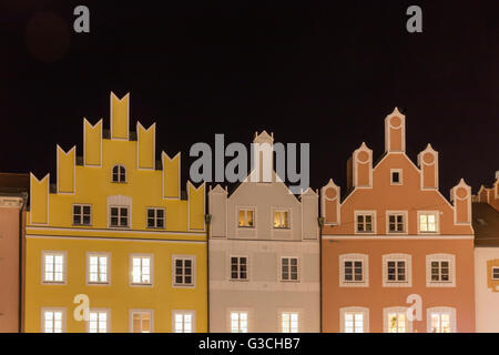 Landshut am Abend, Deutschland, Bayern, Niederbayern, Altstadt, Gebäude, Stockfoto