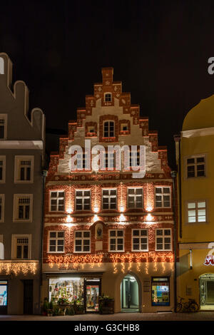 Landshut am Abend, Deutschland, Bayern, Niederbayern, Altstadt, Gebäude, Stockfoto