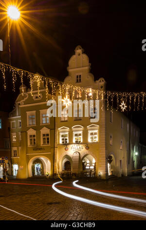 Landshut am Abend, Deutschland, Bayern, Niederbayern, Altstadt, Gebäude, Stockfoto