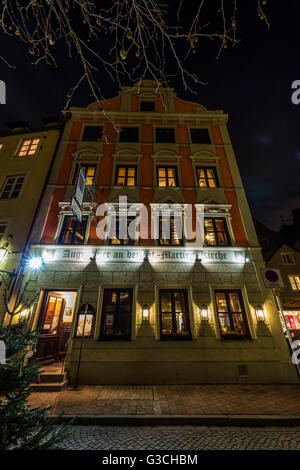 Landshut am Abend, Deutschland, Bayern, Niederbayern, Altstadt, Gebäude, Stockfoto