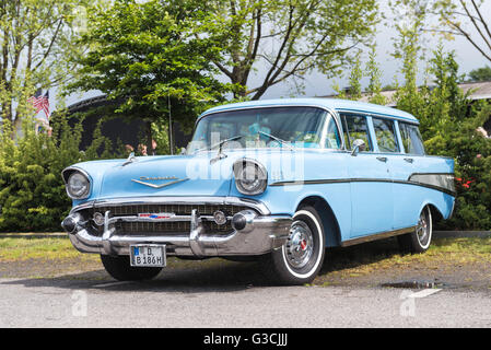 Verl, Nordrhein-Westfalen, Deutschland, Chevrolet Bel Air Townsman, Baujahr ca. 1957, Stockfoto