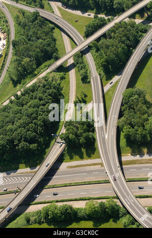 Interchange Duisburg-Kaiserberg, A3 / A40, "Spaghetti-Knoten", Duisburg, Ruhrgebiet, Nordrhein-Westfalen, Deutschland Stockfoto