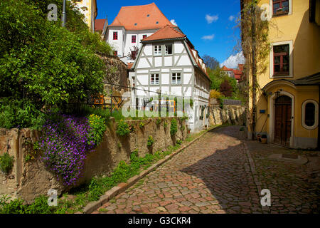 Fachwerk-an der "Freiheit" in der alten Stadt Meißen Stockfoto