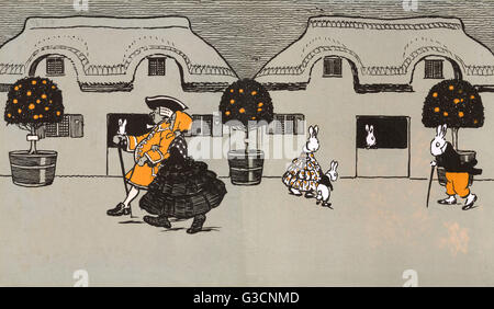 Endpapierdesign von Cecil Aldin, The Great Adventure Stockfoto