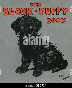 Cover-Design von Cecil Aldin, dem Buch der schwarzen Welpen Stockfoto