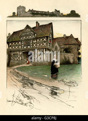 Illustration von Cecil Aldin, Old Manor Houses Stockfoto