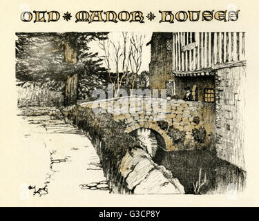 Illustration von Cecil Aldin, Old Manor Houses Stockfoto