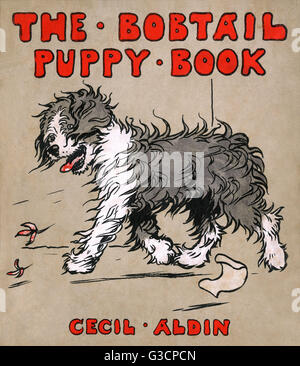Cover-Design von Cecil Aldin, dem Bobtail-Puppy-Buch Stockfoto
