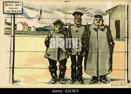 Cartoon, deutsche Gefangene, WW1 Stockfoto