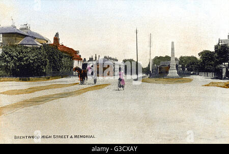 High Street und Memorial für William Hunter, Brentwood, Essex Stockfoto