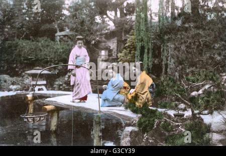 Gartenszene - Geisha - Japan Stockfoto