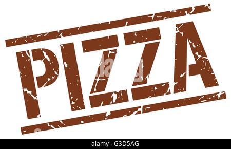 Pizza braun Grunge square Vintage Stempel Stock Vektor