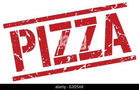 Pizza rote Grunge square Vintage Stempel Stock Vektor