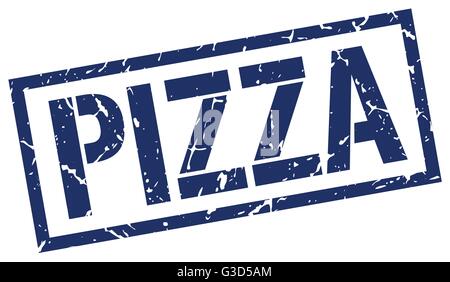 Pizza blau Grunge square Vintage Stempel Stock Vektor