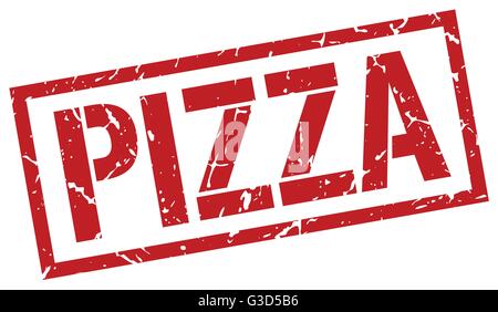 Pizza rote Grunge square Vintage Stempel Stock Vektor