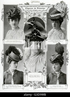 Französische Frau mit Strohhüten für Frühjahr 1906 Stockfoto