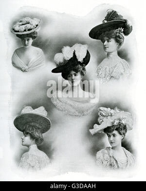 Auswahl von Pariser Frauen mit Feated-Hüten 1904 Stockfoto