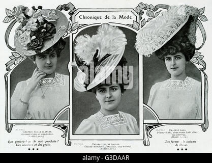 Modische Mützen aus dem Jahr 1906 Stockfoto