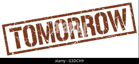 Morgen braune Grunge square Vintage Stempel Stock Vektor