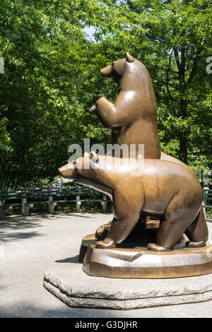 Die Gruppe von Bären Statue, Central Park, New York City Stockfoto