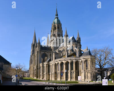 Notre Dame Kathedrale von Bayeux, eine Gemeinde im Département Calvados in der Normandie im Nordwesten Frankreichs Stockfoto