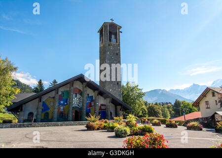 Kirche Notre-Dame-de-Toute-Grâce du Plateau d'Assy, Haute Savoie, Frankreich, Europa Stockfoto