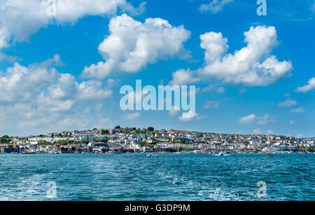 Falmouth, Cornwall Waterfront vom Greenbank Hotel (rechts) zum Prince Of Wales Pier (links) Stockfoto