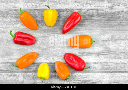 Paprika Hintergrund Kreis bunt rot Orange gelb Stockfoto