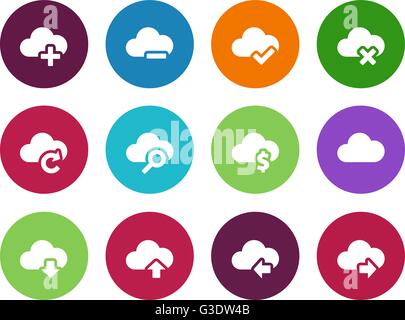 Cloud-Kreis-Symbole auf weißem Hintergrund. Stock Vektor