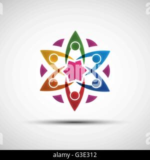 Vektor-Illustration von abstrakten bunten Gemeinschaft, Teamarbeit, glückliche Kinder, die lernen, Freunde oder große Familie Logo Vorlage Stock Vektor