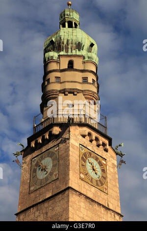 Österreich, Tirol, Innsbruck, Stadtturm, Stadtturm, Stockfoto