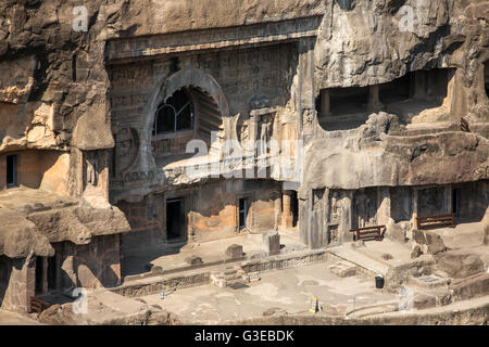 Ellora Höhlen nahe Aurangabad, Bundesstaat Maharashtra in Indien Stockfoto