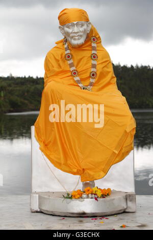 Mauritius, Grand Bassin, Ganga Talao Tempel Statue des indischen spirituellen Meister Shirdi Sai Baba Stockfoto