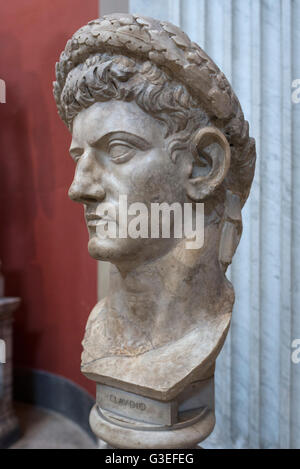 Rom. Italien. Marmor portrait Büste des römischen Kaisers Claudius (1. August 10 v. Chr. - 13. Oktober 54 AD) Vatikanischen Museen. Stockfoto